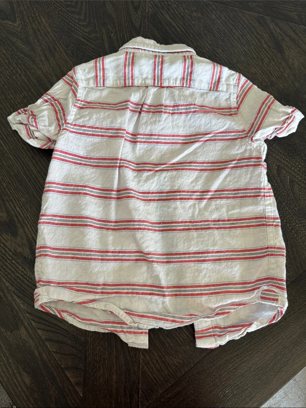 Janie and Jack White Red Stripe Short Sleeve Button Down Shirt Large